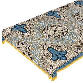 CraftiEgypt Ramadan Tablecloth Decorations – Handmade Tablecloth, Printed Egyptian Khayamiya Design, Colorful Brown, Cotton Blend – 55"x70" (140x180 cm) Rectangle