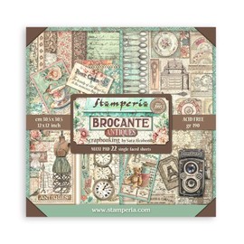 Stamperia - Scrapbook Paper Pad for Scrapbooking, Albums, Card Making, Bullet Journalling and More, Acid Free, Single Face, Perfect for Hobbies, Crafts, and Gifting (Brocante Antiques) (30.5 x 30.5