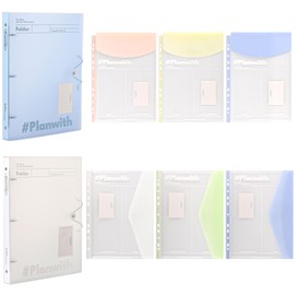 2Pcs 3 Ring Binder 1 Inch with 4Pcs Plastic Envelopes，Ring Binder for School or Office Supplies, Assorted Colors