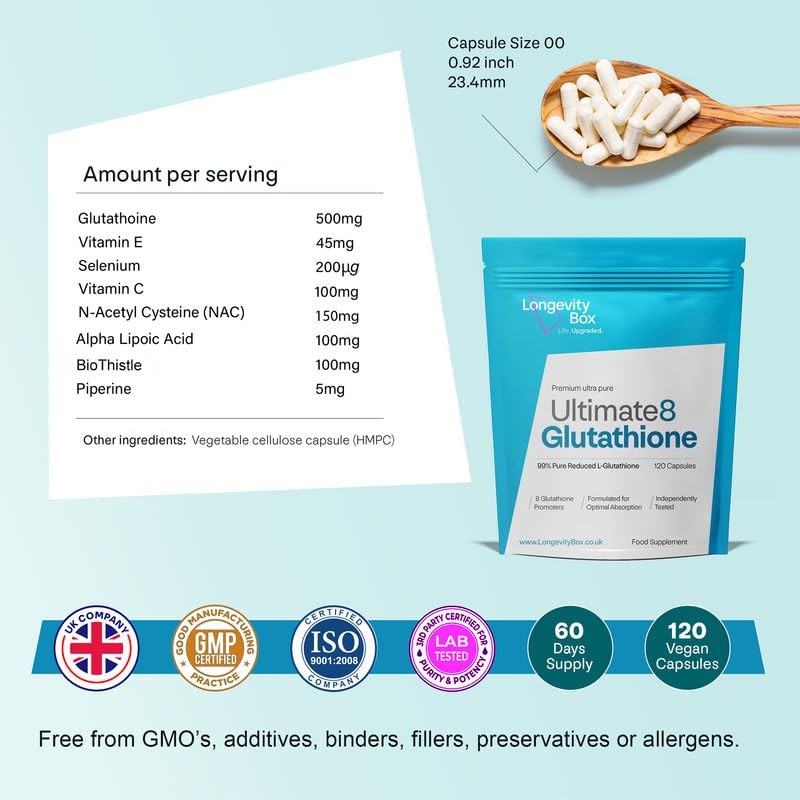 Ultimate 8 Glutathione Supplement - 120 Capsule of Advanced Antioxidant