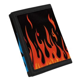Coldinair Flame Print Kids Trifold Wallets for Boys,Slim Novelty Canvas Wallet for Men Teens