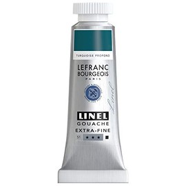 Lefranc Bourgeois 301197 Linel Gouache Extra Fine and Smooth Watercolours with Maximum Colour Intensity, Luminosity for Streak-free Application, 14 ml Tube - Dark Turquoise