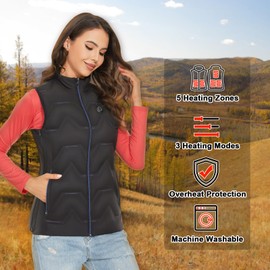 Vofuoti Heated Vest Women, Heated Down Vest with Battery Pack and 3 Heating Levels, Heating Vest Clothes for Outdoor