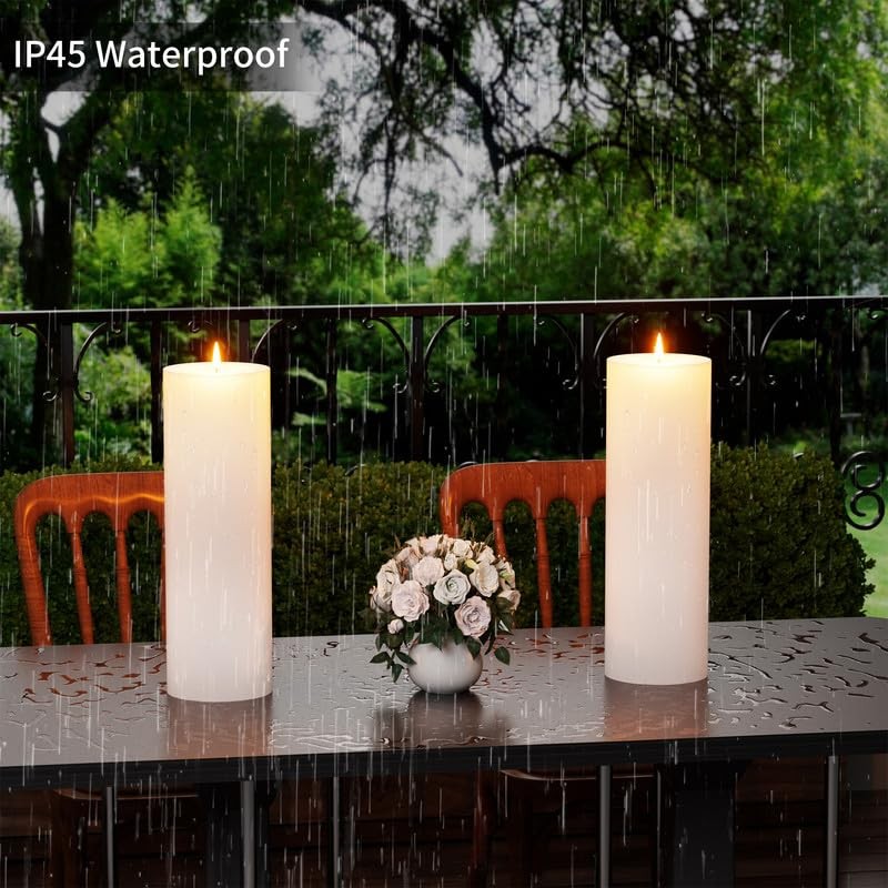 BUTHY 12" x 4" Large Outdoor Candle with Timer Waterproof