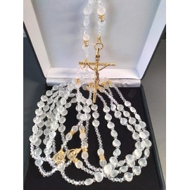 Wedding Lasso Wedding Rosary Lasso de Matrimonio .Lasso para boda de Cristal en Forma de Corazones Lasso catolico en Color Dorado y Cruz Color oro de Metal. Cruz catolica.