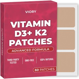 VIORY Parches D3/K2 (Paquete De 60): Parches Naturales Para Mujeres Y Hombres, Con Magnesio, Concentración, Energía, Reafirmación Y Apoyo Bariátrico, Fórmula Mejorada 1 Unidad (Paquete De 60)