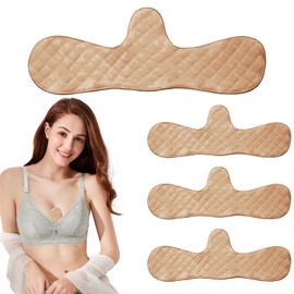 4 Pcs Bra Liners to Absorb Sweat Under Breasts for Women, Reusable Cotton Washable Under Breast Pads(One Size) (Khaki)