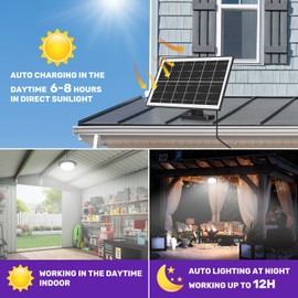 VOPHICHO Solar Shed Light Outdoor Indoor, Upgrade 244 LED 360° Lighting Motion Sensor Pendant Light, Waterproof Solar Lights with Remote Control, Timer, 5 Modes for Shed Gazebo Garage Barn (1)