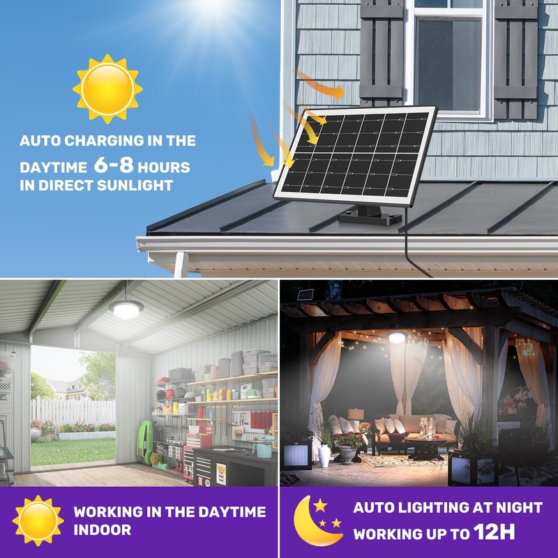 VOPHICHO Solar Shed Light Outdoor Indoor, Upgrade 244 LED 360°