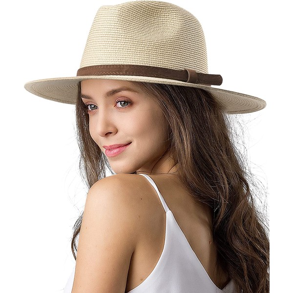 FURTALK Panama Hat Sun Hats for Women Men Wide Brim