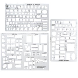 Funstreet Architectural Drafting Tools, 3 PCS Templates，Reusable Stencils for Drawing & Drawing Tools