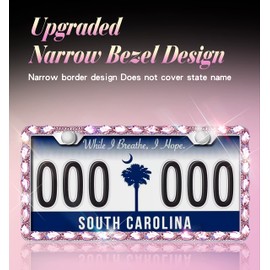 Murimt 2 Pack Pink Bling License Plate Frames, Luxury Gem License Plate Holder, Rhinestone License Plate Cover with Premium Fine Gift Box for Women,Party,Birthday,Xmas Gift