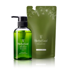 Herbal Leaf Organic Shampoo & Refill Set, 2-Piece Set, Made in Japan (10.1 fl oz (300 ml), Refill, 10.1 fl oz (285 ml)