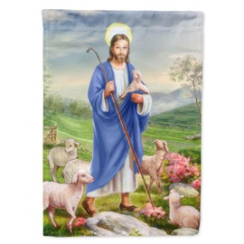 Caroline's Treasures APH9640GF Jesus The Shepherd and his Flock of Sheep Garden Flag Mailbox Flag Decorative Yard Flag Banner Outside Patio Artwork Yard Flower Beds, Garden Size, Multicolor