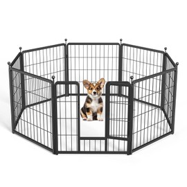 YSSOA Dog Playpen Indoor, Puppy Playpen Indoor Outdoor for Yard, Camping, RV, 24" Height 8 Panels Heavy Duty Dog Pen for Puppies/Small Dogs, Black