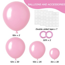 RUBFAC 87pcs Light Pink Balloons Different Sizes 18 12 10 5 Inches for Garland Arch, Premium Pastel Pink Balloons for Valentine's Day Girl Birthday Wedding Baby Shower Bridal Shower Party Decorations
