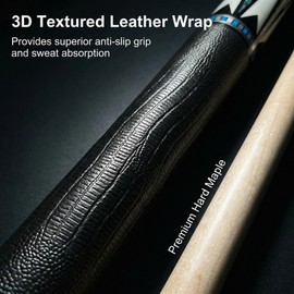 Tai ba cues Pool cue Stick with Case, Multi-Weight System, 12.5 mm Multilayer Leather Tip with 3/8 * 8 Pin Joint, 58" Hardwood Canadian Maple Professional Billiard Cue Stick