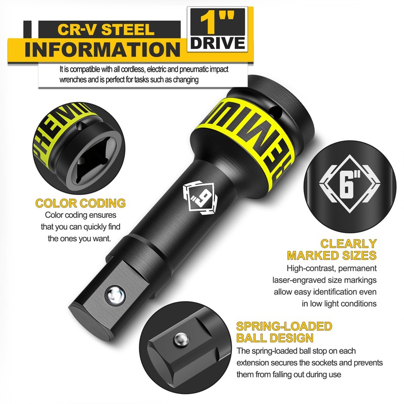 KIRXST 1" Impact Socket Extension Bar, Drive Extension Bar 150