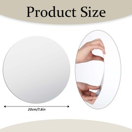 InnoHHustle Self Adhesive Round Acrylic Mirror, 7.87" Wall Mirror Tile Self Adhesive Acrylic Mirrors Sheet Sticker Circle Mirrors for Wall Decor Bedroom Bathroom Door Living Room