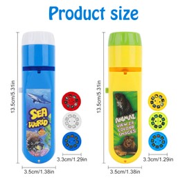 IGEAIIE 2-Pack Wild Animal & SeaWorld Torch Projector for Kids, Kids Torch with 6 Discs and 48 Images, Animal Toys for Kids, Educational Dinosaur Projector, Fun Flashlight for Kids, Ages 3-7