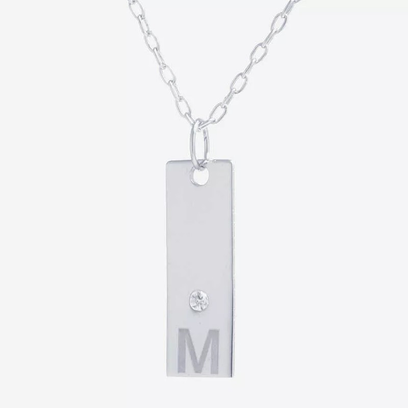Silver treasures Collar Con Colgante De Plata Ley Con Inicial