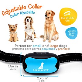 MASCRETTA Collar Antiladrido AN-S2, para Perro. Collar de Entrenamiento para educar el ladrido con Sonido y Pequeñas Descargas. Anti Barking Collar. (Naranja y Azul)