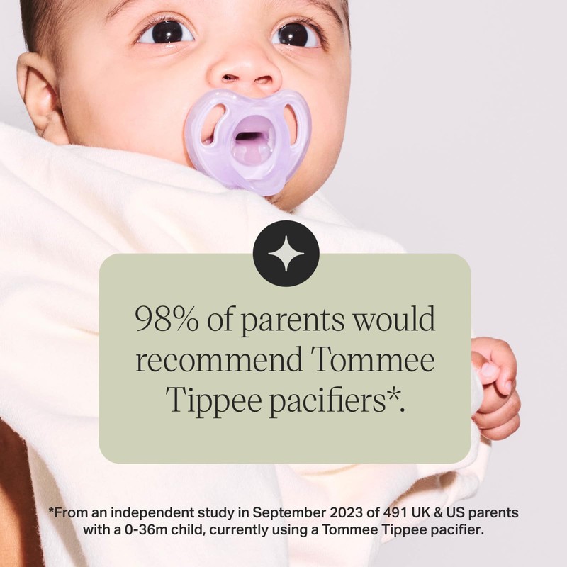 Tommee Tippee Ultra-Light Silicone Pacifier, 18-36 Months, Symmetrical One-Piece Design,