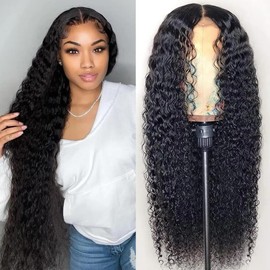4x4 kinky curly HD lace front real hair wig, black women wig, human hair wig, women's real hair with baby hair, 180% density, natural black colour, for black women, 22 inches (56 cm)