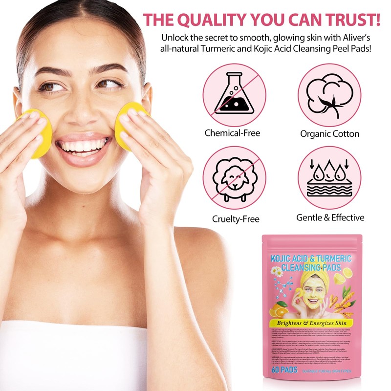 newseel Turmeric Cleansing Pads for Dark Spots,Turmeric Cleansing Pads for