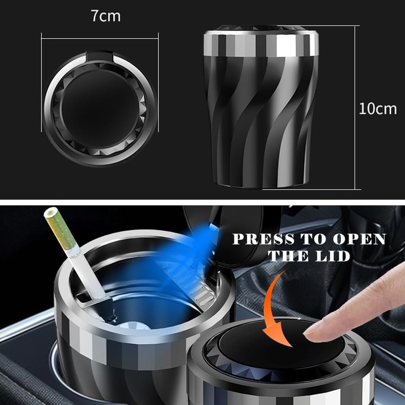 Geoyien Ashtray with lid, ashtray, 2 pieces car ashtray, automatic