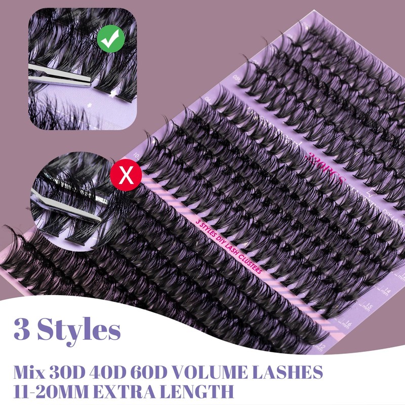 Ocean Pearl Lash Clusters 320PCS 11-20mm Lash Extension Kit 30D+40D+60D