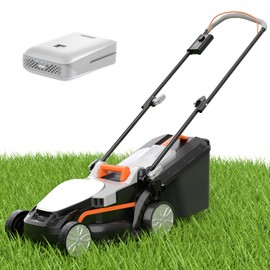 Litheli Electric Lawn Mower Cordless,Grass Cutter Machine for 1300 Sq.Ft.Lawnmower with Motor,13.2 in Cutting Width,8 Gallon Capacity,Cutting Height from 1 to 2.5 in with 4.0A Battery