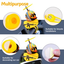 wonuu Rubber Duck Car Ornaments, Squeeze Duck Dashboard Decorations Bicycle Decor for Cycling Motorcycle & Bicycle Accessories Decorations (Rainbow-L&G)