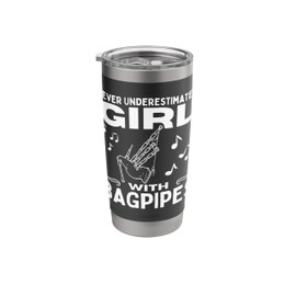 Never Underestimate A Girl With Bagpipes Women Bagpiper Stainless Steel Insulated Tumbler