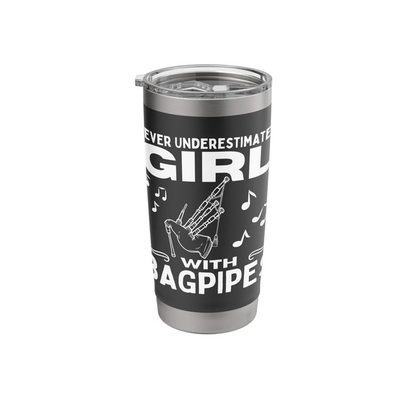 Never Underestimate A Girl With Bagpipes Women Bagpiper Stainless Steel