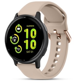 Silicone Bands Compatible with Garmin Vivoactive 5 / Vivoactive 3 Watch Band, Garmin Venu 2 Plus/Venu Sq/Venu Watch Band, Soft Strap for Garmin Vivomove Sport, Vivoactive 3 Music, Forerunner 645/245 Music Smart Watch(Small,Milk Tea)