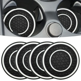 JUNAHAA Car Cup Coaster Universal Automotive Waterproof Non-Slip Cup Holders Sift-Proof Spill Holder Car Interior Accessories 4 Pack Black & White