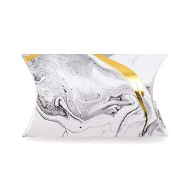 Carrara Marble with Gold Print Pillow Favor Box (Pack of 10)