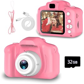TMOSLY Mini cámara para niños de 3 a 12 años Cámara de vídeo Digital de 8MP con Pantalla HD y Tarjeta de Memoria de 32G Cámara de vídeo para niños Regalo de cumpleaños, Navidad (Rosa)