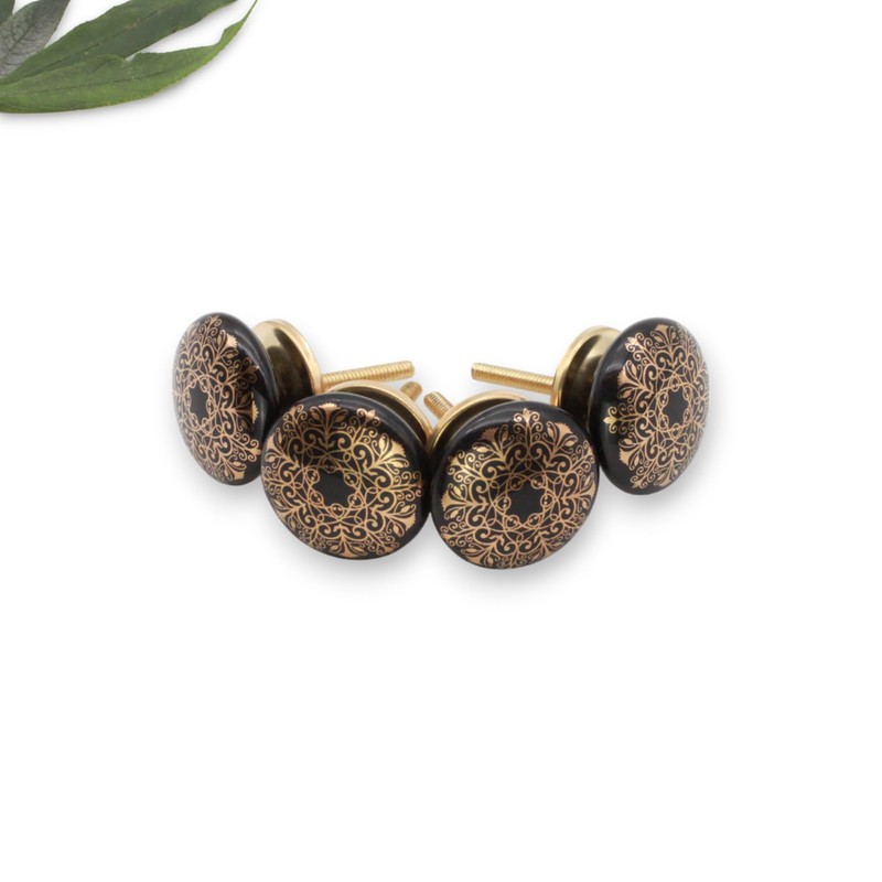 Infinity Decor Pack of 8 Emerald Black & Golden Floral