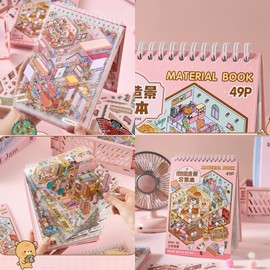 20 Sets 3D Sticker Scene DIY 3D House Stickers Set Collection Book for Kid Adults Girls Waterproof Therapy Stickers for Adult Relief Stress Pass The Time Fun Make Your Own Mini House