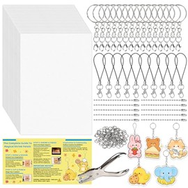 Mcupper 166 Pcs Shrink Plastic Art Kit, 30 Pcs Shrinky Plastic Sheets, Hole Punch, Jump Rings, Lobster Clasps, Lanyards, Beaded Chains for DIY Crafts