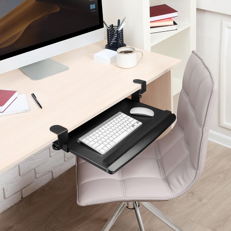 EHO Clamp-On Retractable Adjustable Keyboard Tray, Under Desk Ergonomic Keyboard