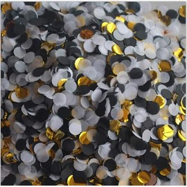 Black and Gold Confetti for Cool Party Graduation Wedding Birthday Decoration - Gold, Black and White Mix Color - 10mm, Pack of 20 Grams