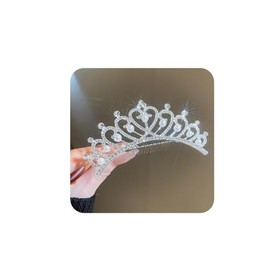 Chargances Princess Tiara Crystal Crown Headband Mini Silver Pearl Rhinestone Crown with Combs Elegant Bridal Wedding Headbands Prom Birthday Party Hair Accessories for Women (Style 2)
