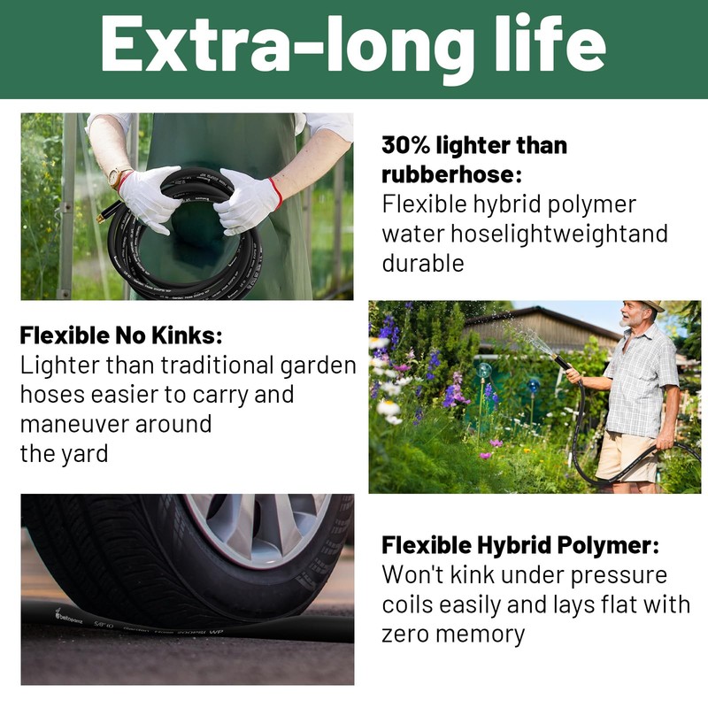 Short Garden Hose 3 ft x 5/8" Female to Female,