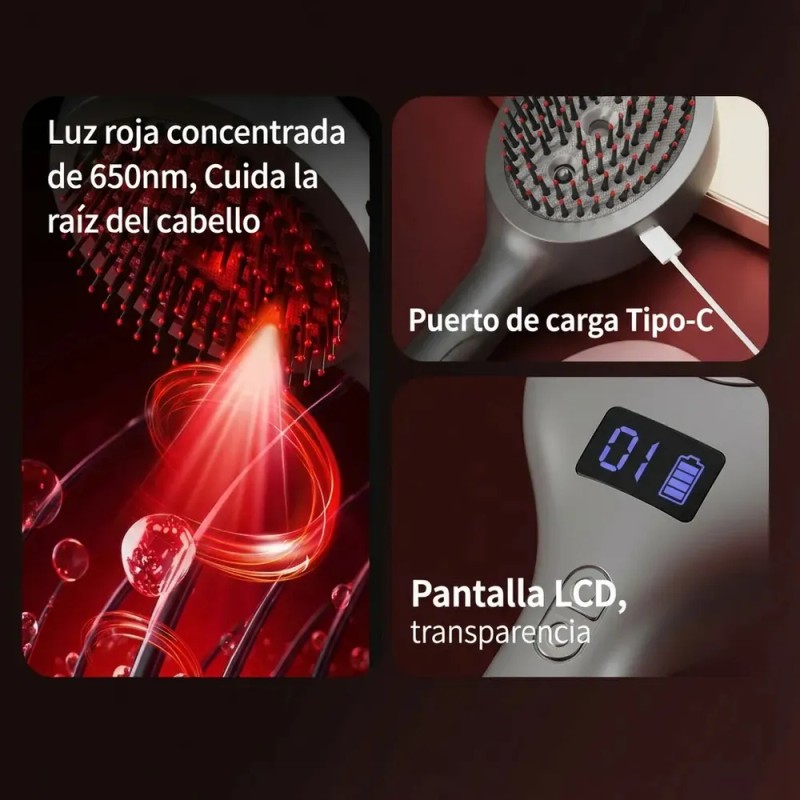 Cepillo Elctrico Para Masaje Del Cuerocabelludo Anticaida Gris Oscuro