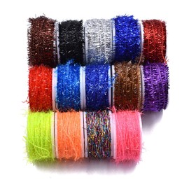 PHECDA PROFLY 15 Spools Multi Colors Tinsel Chenille Line Crystal Flash Line Total 150M Fly Fishing Tying Material for Nymphal Bugs Scud (15 Spools-10M/Spool)
