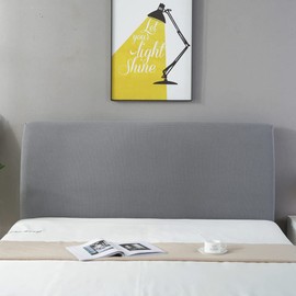 DUJUIKE Headboard Covers Slipcover, Stretch Bed Headboard Covers, Small Square Jacquard Dustproof Protector Cover for Upholstered Headboard (Light Grey, Cal King Headboard Length (71"-80"))