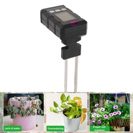 Bewinner 6-in-1-Boden-pH-Messgerät für Pflanzen, Bodenfruchtbarkeit/Feuchtigkeit/Feuchtigkeit/Licht/pH/Temperatur-Testkit – Drehbarer Kopf, Hintergrundbeleuchtung, Empfindliche Sonde für